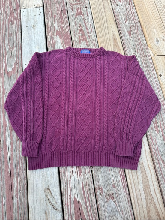 Pendleton Sweaters - Vintage Pendleton Women's Cable Knit Sweater - Berry